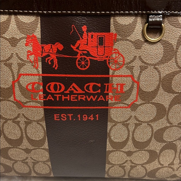 Coach Brown and Black Signature Tote - Picture 2 of 15